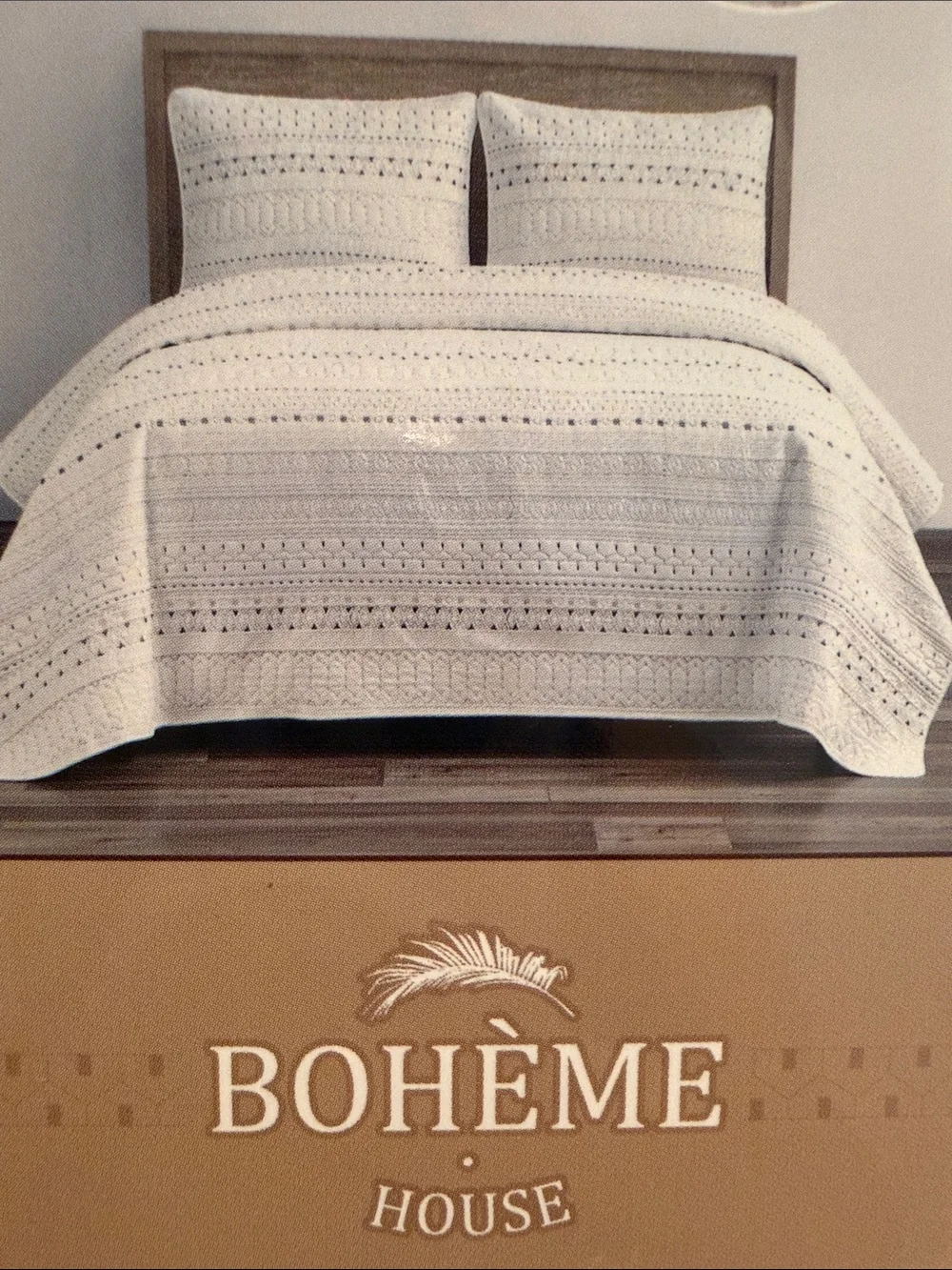 Boheme Cream Cotton Quilted Bedspread Set